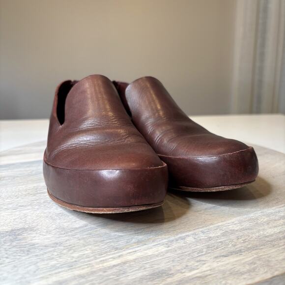 Feit Handmade Maroon Red Leather Slip-On Loafers Minimalist Women's Size 9 US - Picture 5 of 9